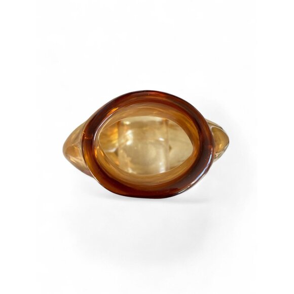 Amber Glass Art Vase With Unique Cutout Design - Picture 5 of 7